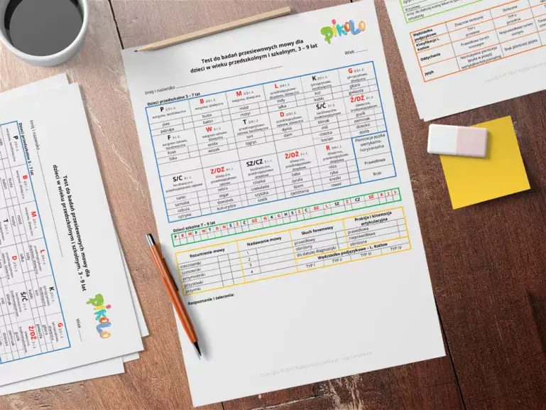 Karta badań test do badań przesiewowych mowy w wieku przedszkolnym i szkolnym