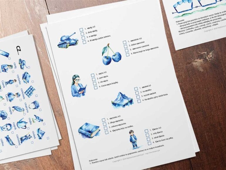 Zeszyt logopedyczny nr 1 – Niebieski świat głoski CZ - PDF do pobrania - obrazek 6